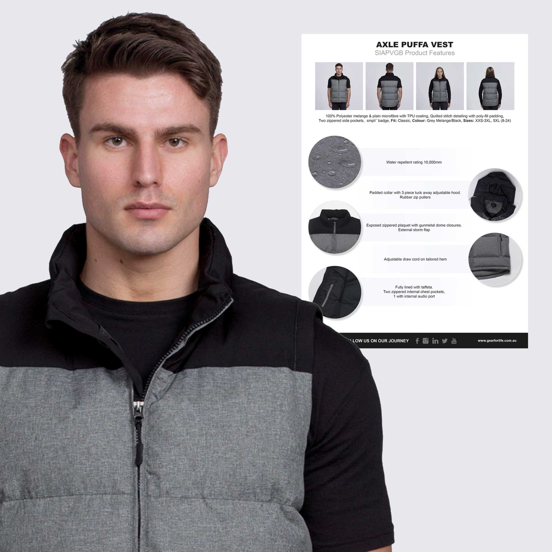 Axle Puffa Vest Tech Sheet