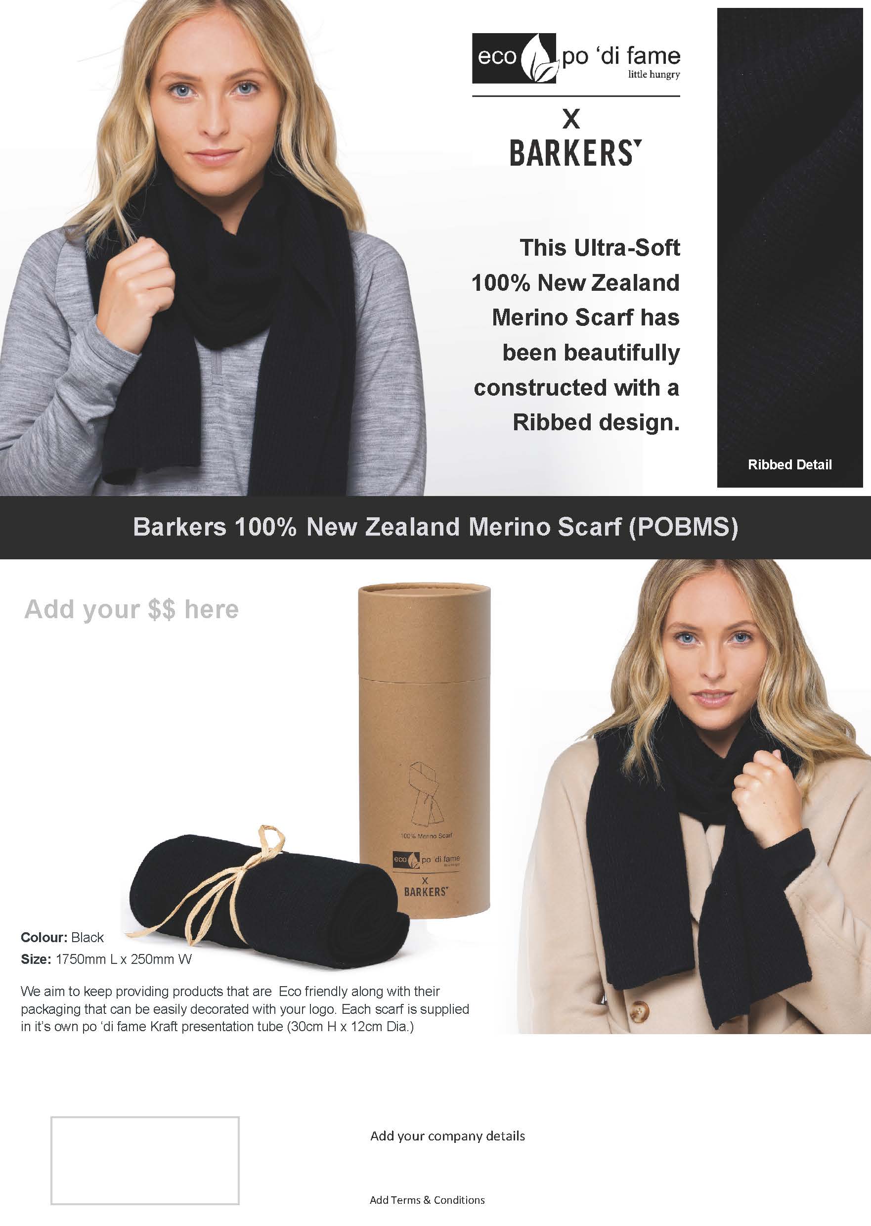 Barkers 100 percent Merino Scarf