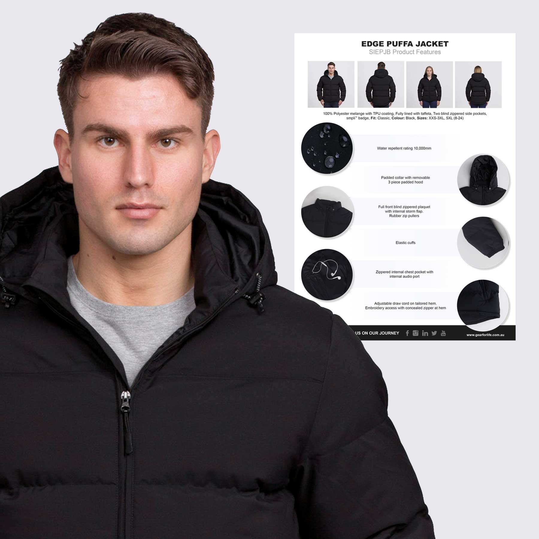 Edge Puffa Jacket Tech Sheet