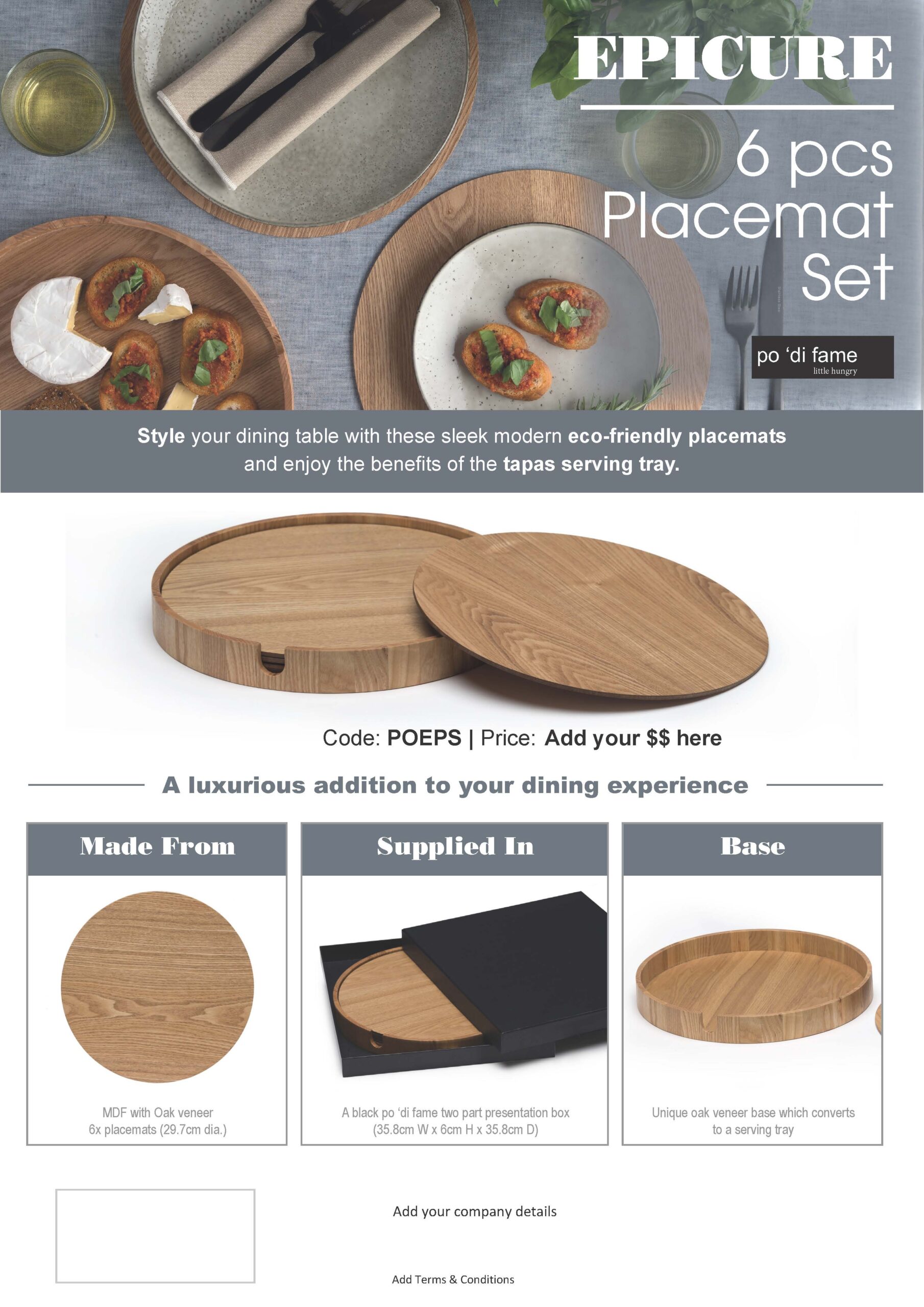 Epicure 6 pcs Placemat Set