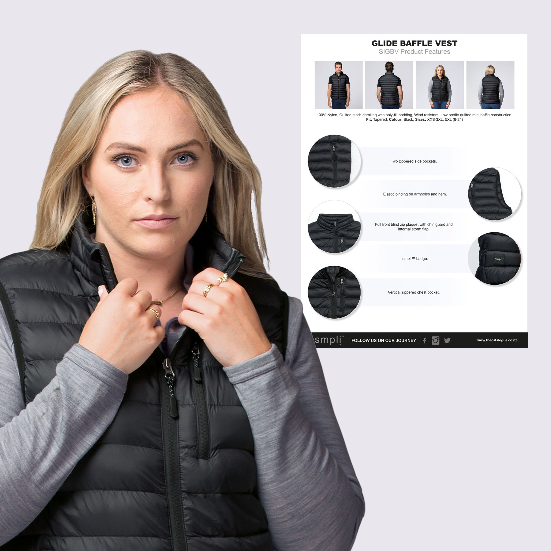 Glide Baffle Vest Tech Sheet