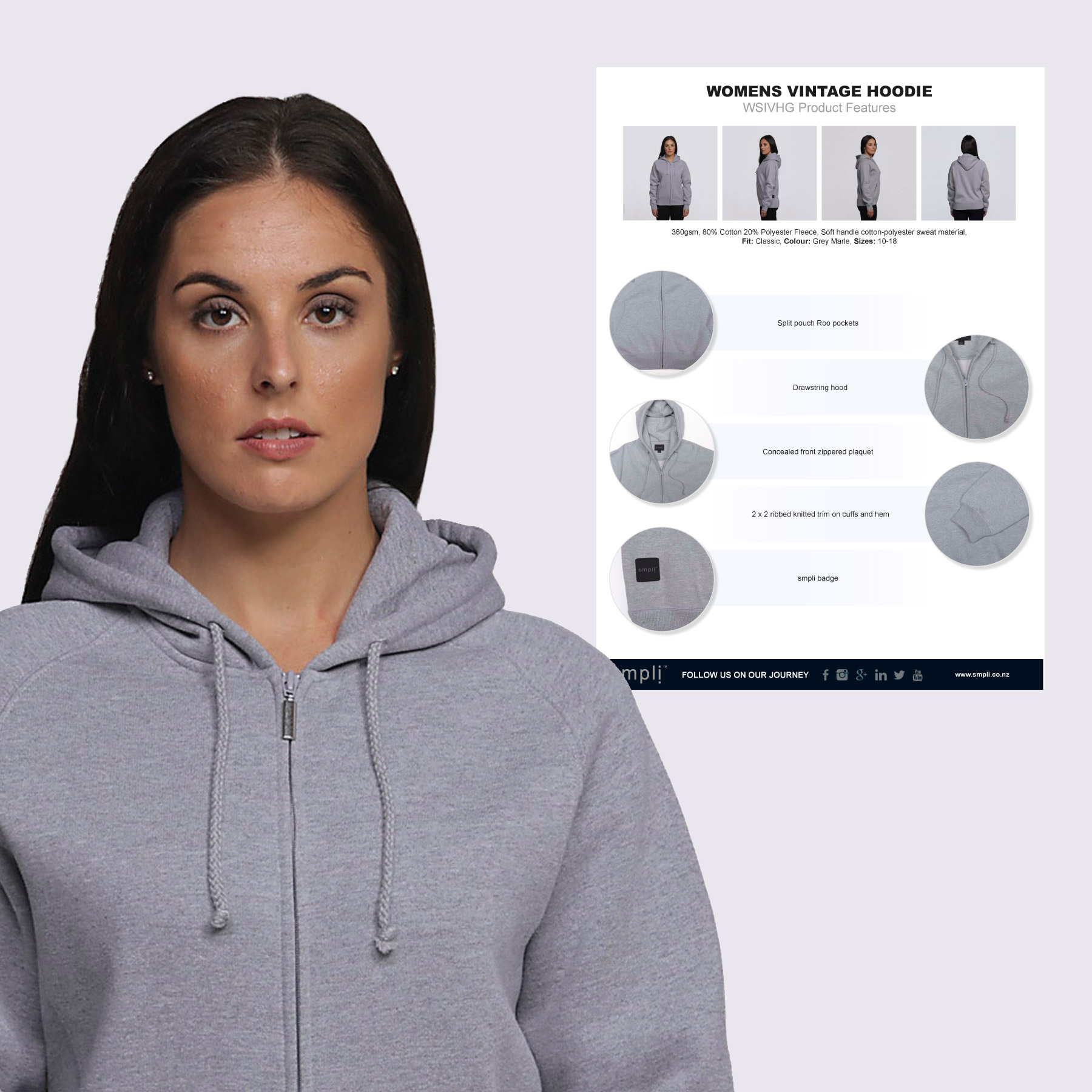 Womens Vintage Hoodie Tech Sheet