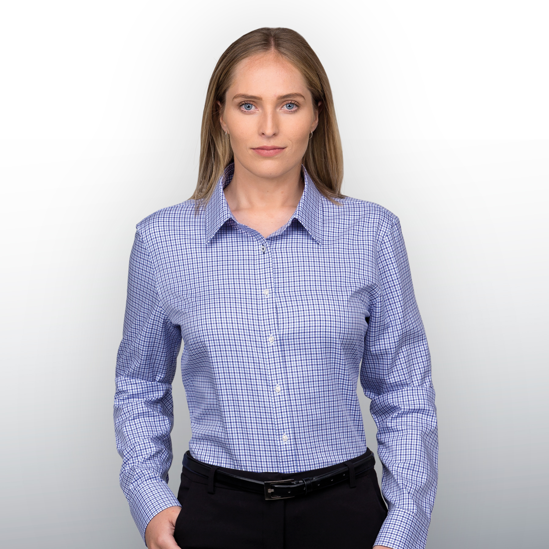 Blue white hotsell checked shirt womens