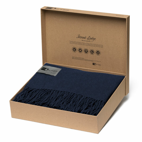 Navy Blanket in Kraft Box