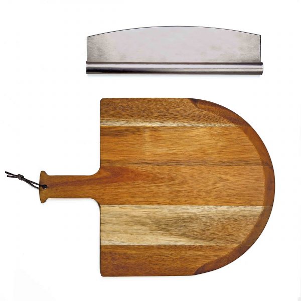 Pizza peel and cutter - top view