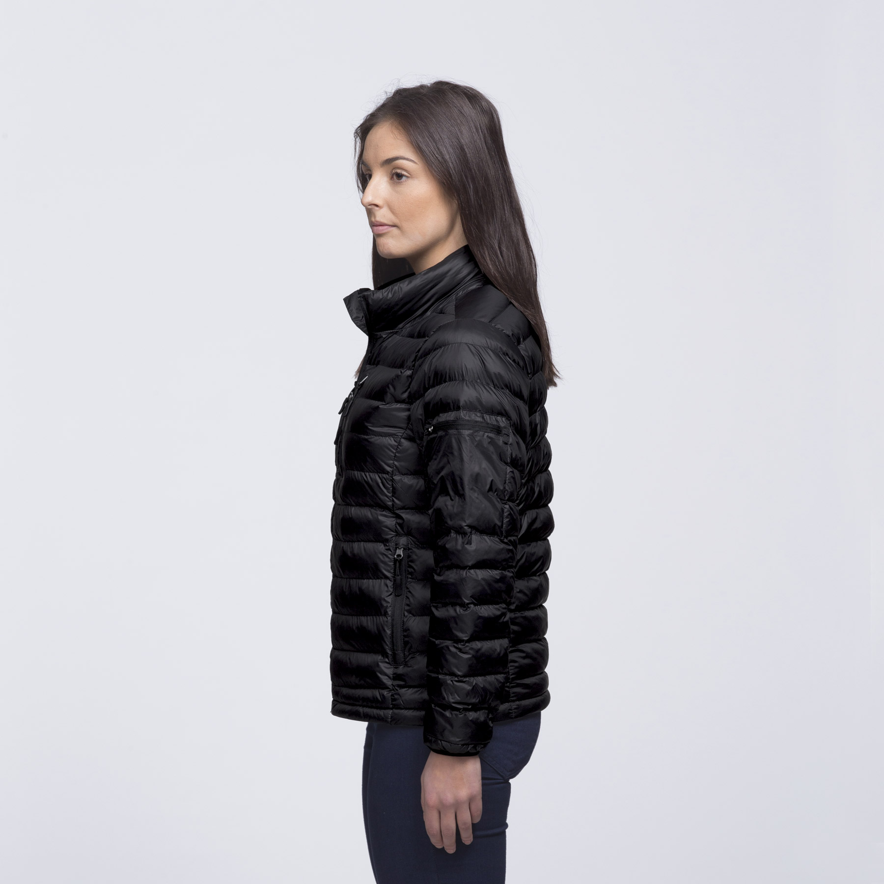 Ladies black puffa jacket deals