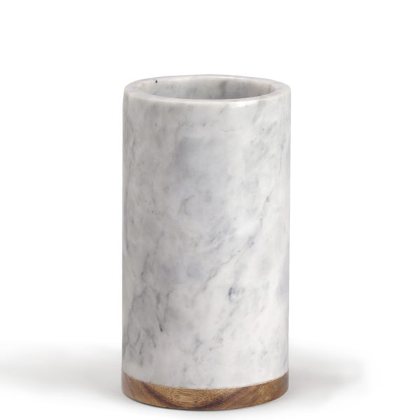 Marble column with Acacia wood base